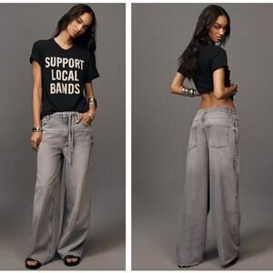 ANTHROPOLOGIE x PILCRO High-Rise Wide-Leg Jeans Gray Sz 33 {M37}